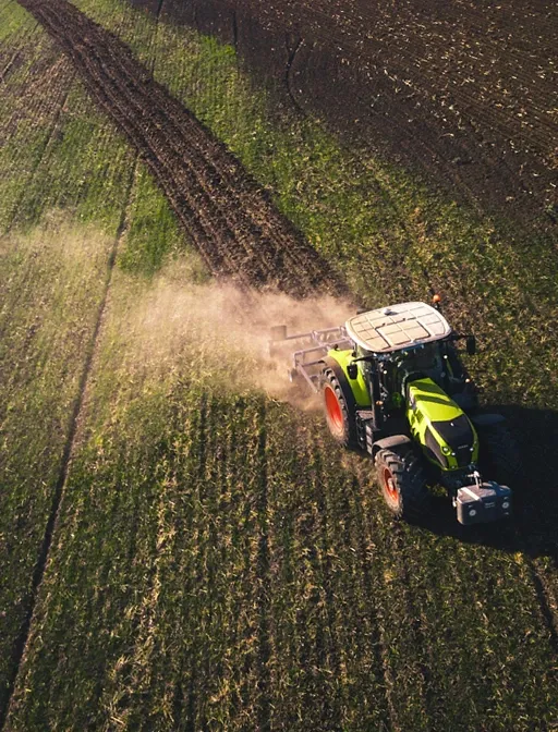 A tractor in a field